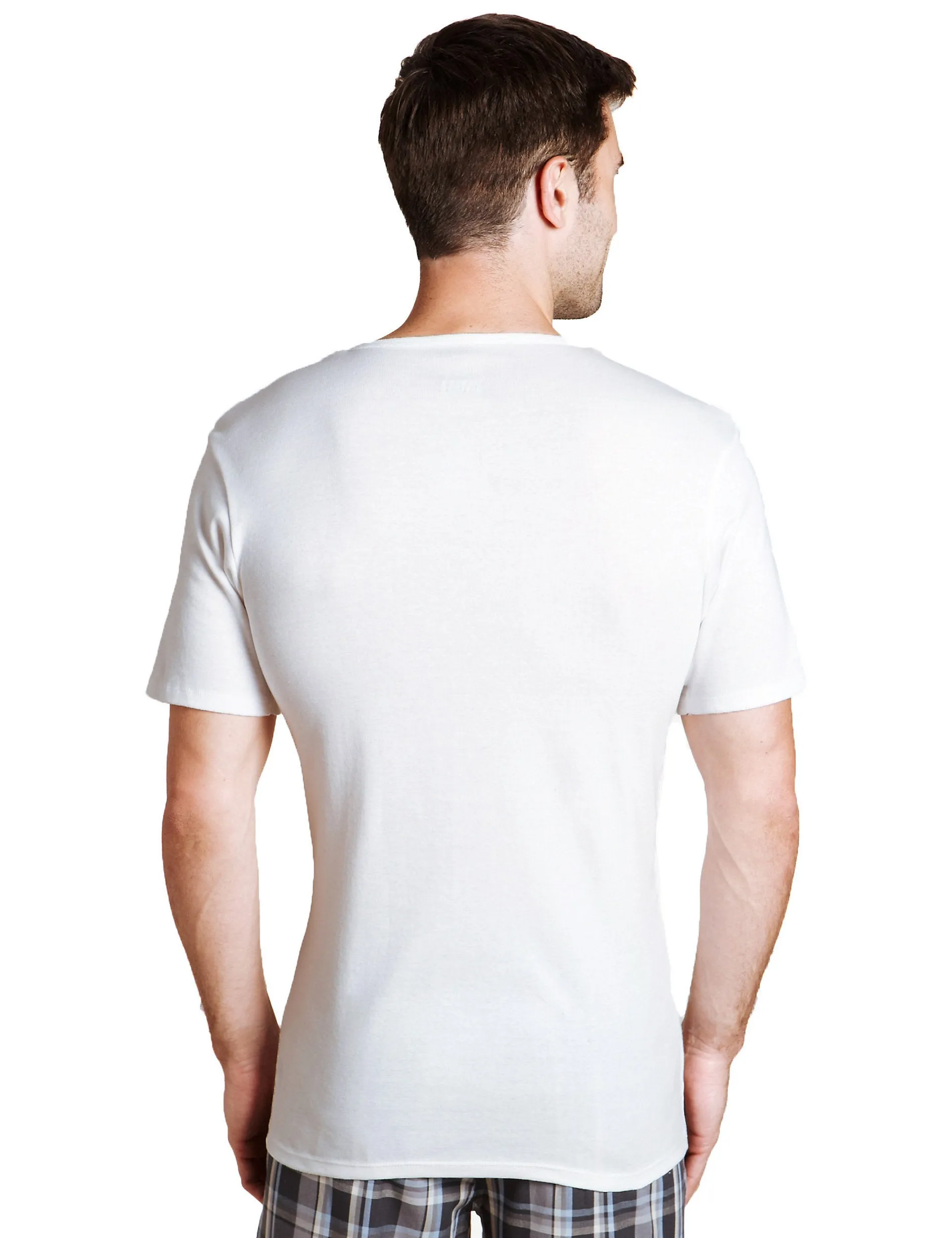 3 Piece Marks & Spencer Pure Cotton T-Shirt Vests, White