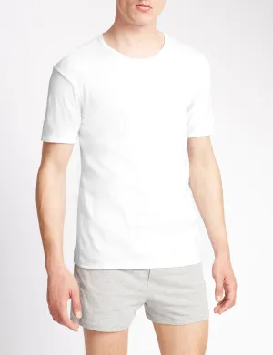 3 Piece Marks & Spencer Pure Cotton T-Shirt Vests, White