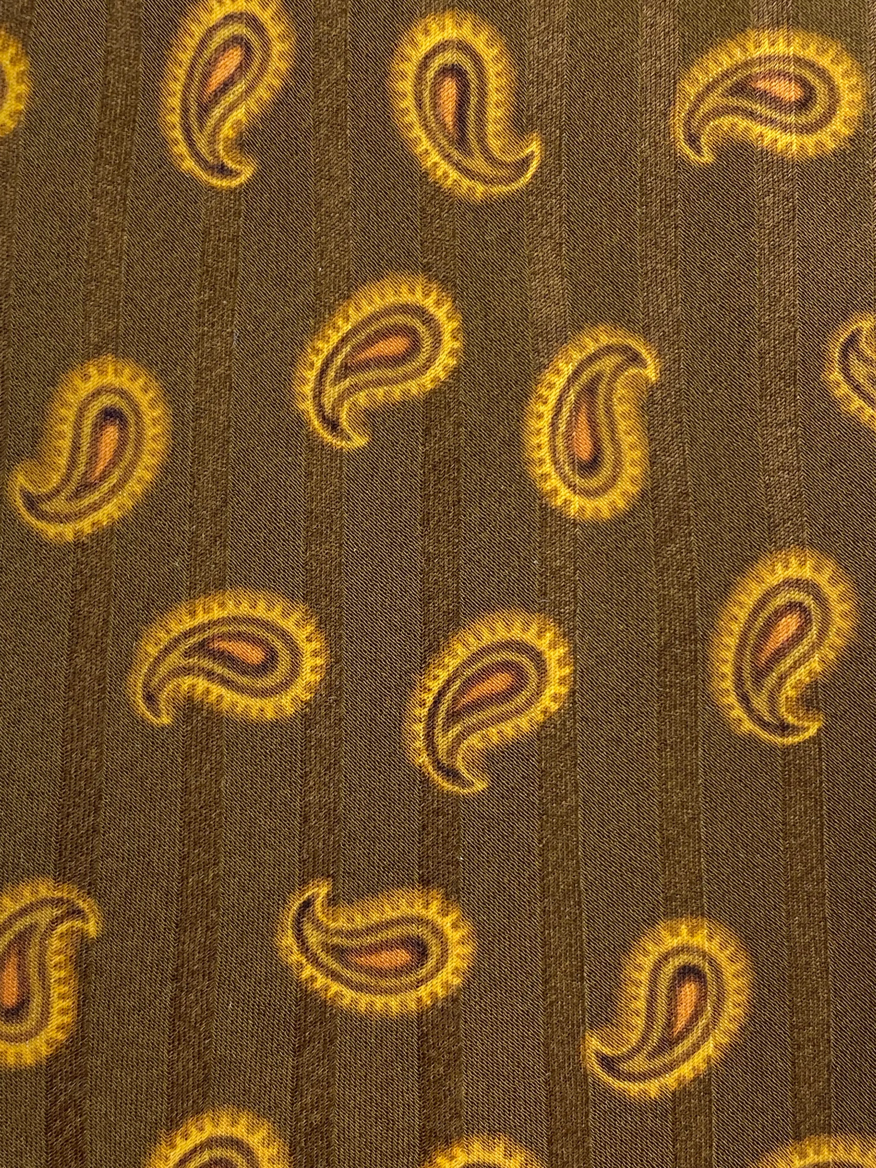 90s Deadstock Silk Necktie, Men's Vintage Tawny Brown Paisley Boteh Pattern Tie, NOS
