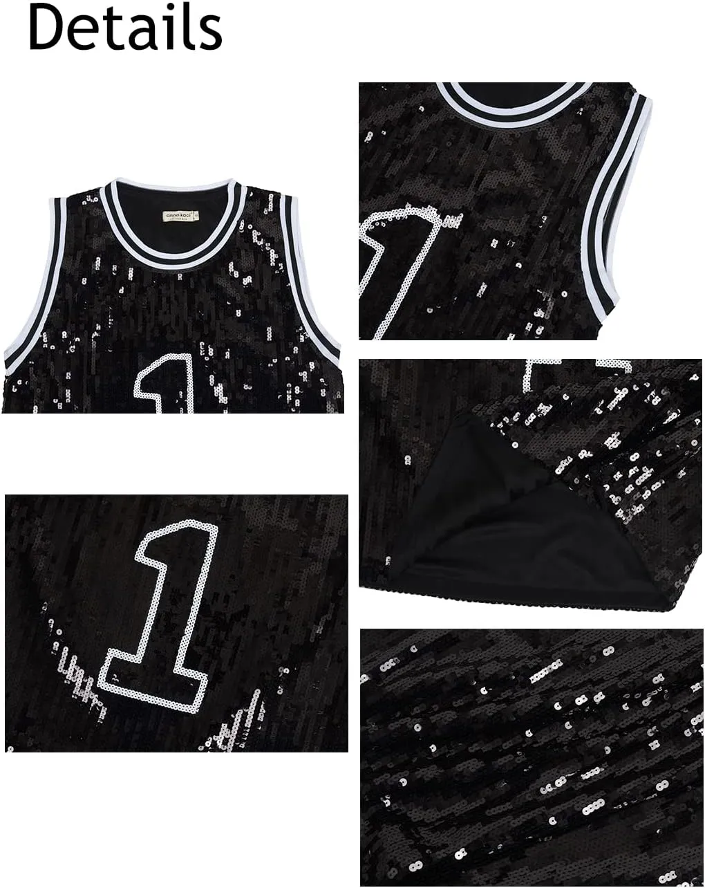 Anna-Kaci Sparkle Glitter Hip Hop T-Shirt Top Tunic Basketball Sequins Tank Vests