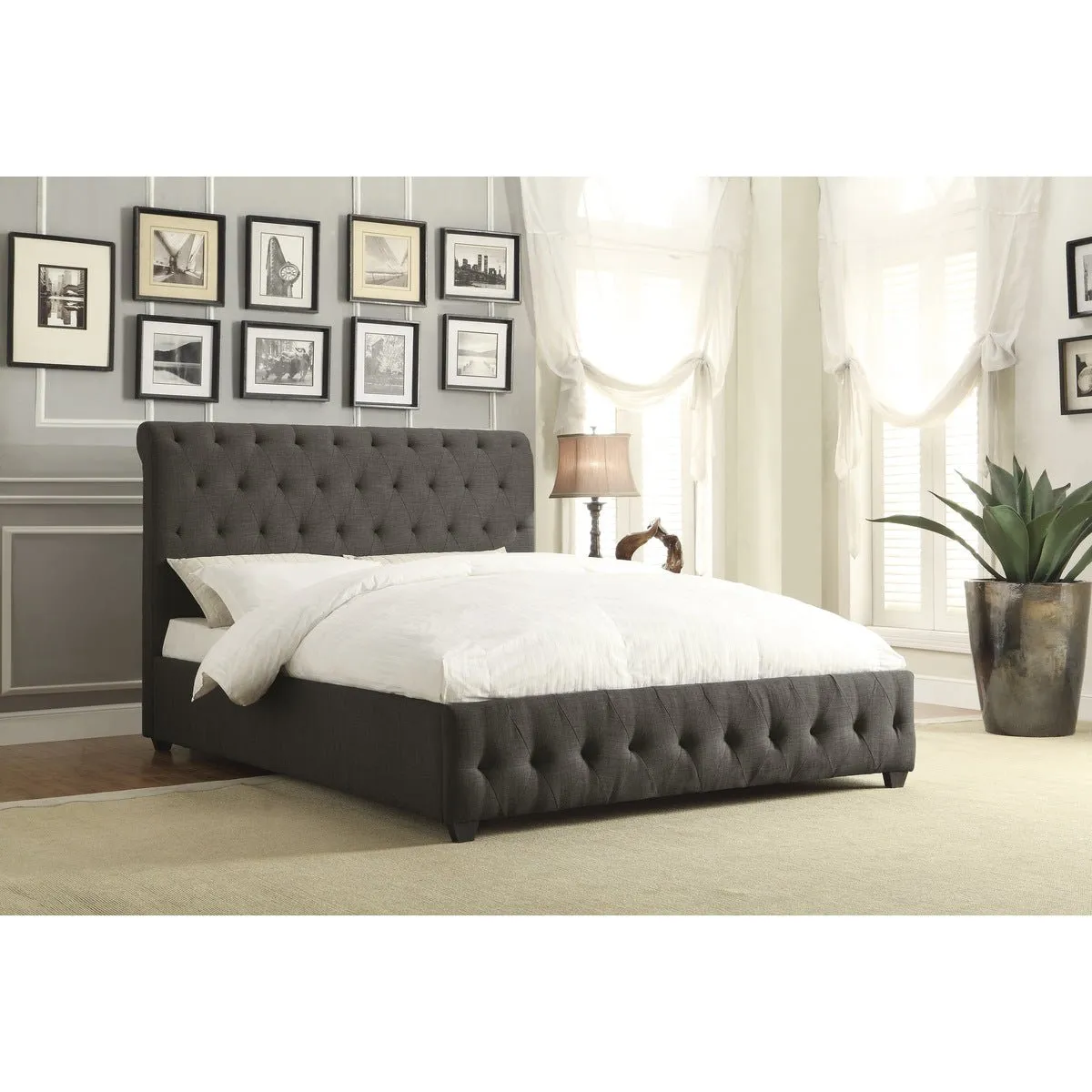 Baldwyn Collection Dark Gray Fabric Bed