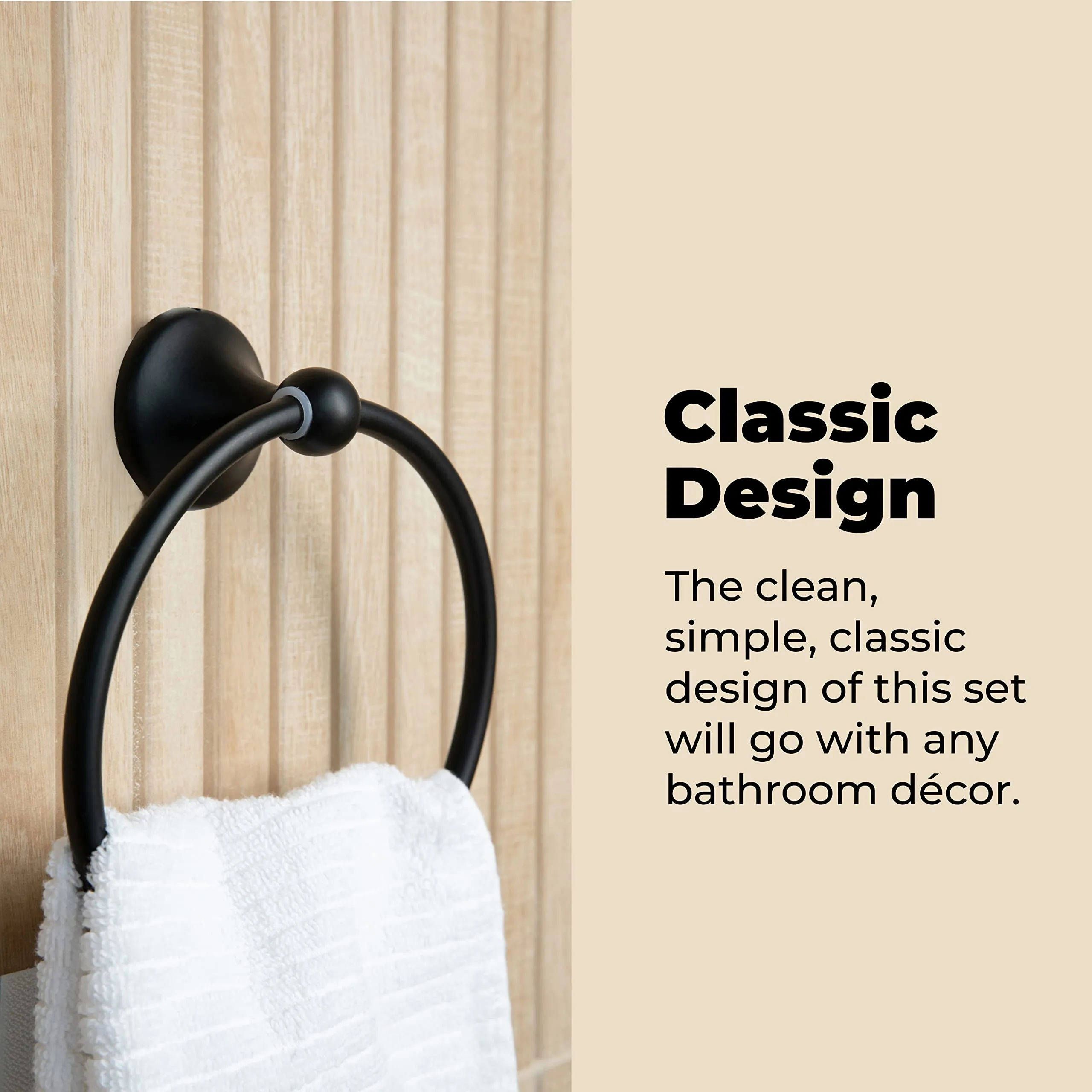 Bathroom Hardware Accessory Set Includes 24'' Towel Bar, Toilet Paper Holder, Hand