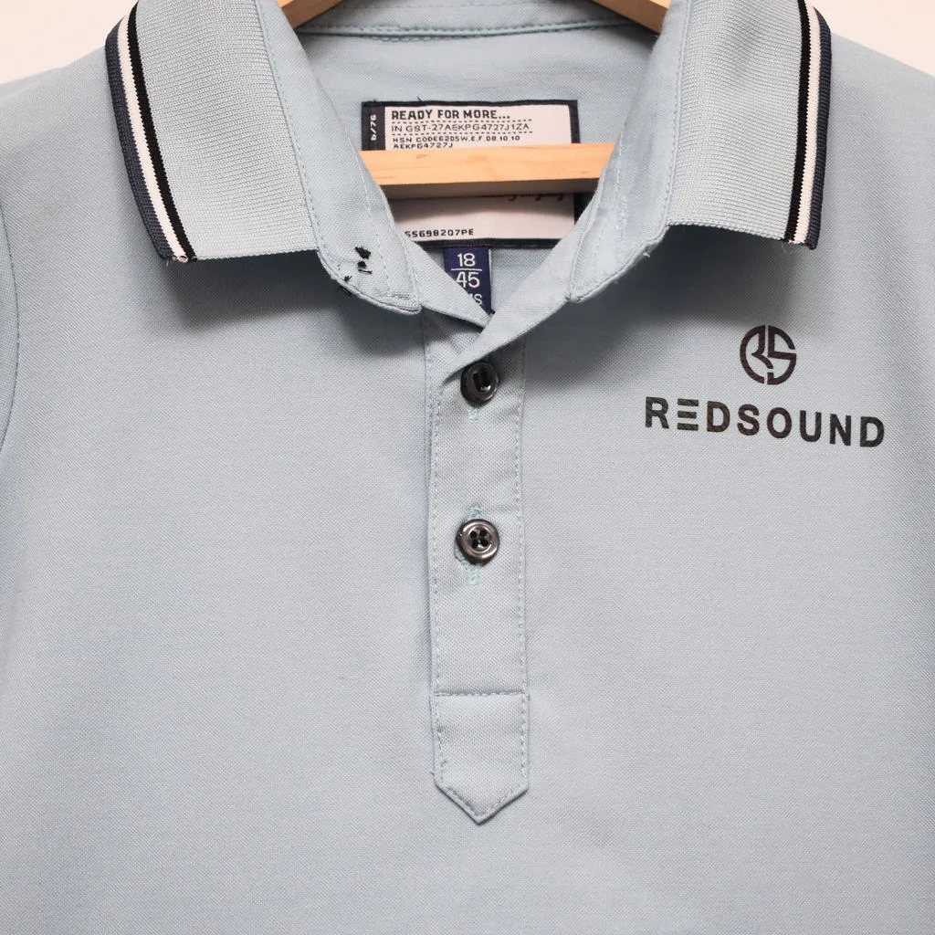 Blue Red Sound Collared T-shirt