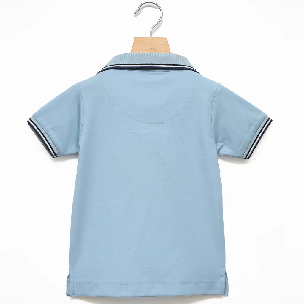 Blue Red Sound Collared T-shirt