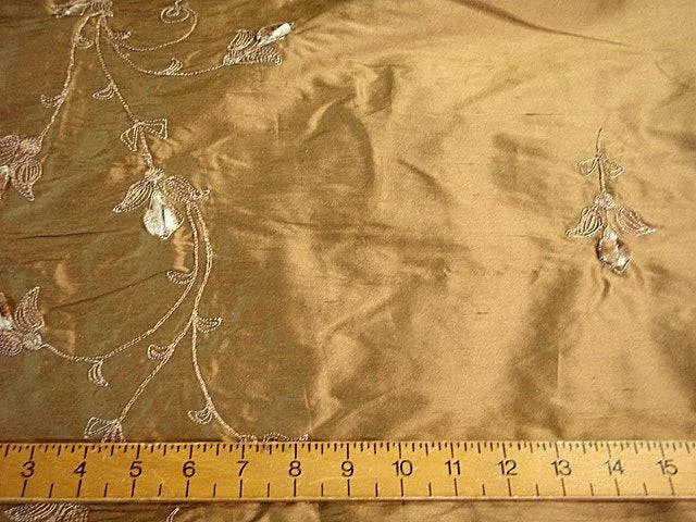 Budding Border - Embroidered Silk Dupion