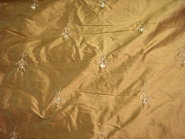 Budding Border - Embroidered Silk Dupion