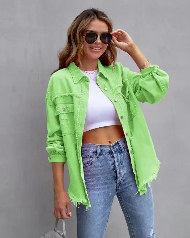 Casual Ripped Shirt Jacket
