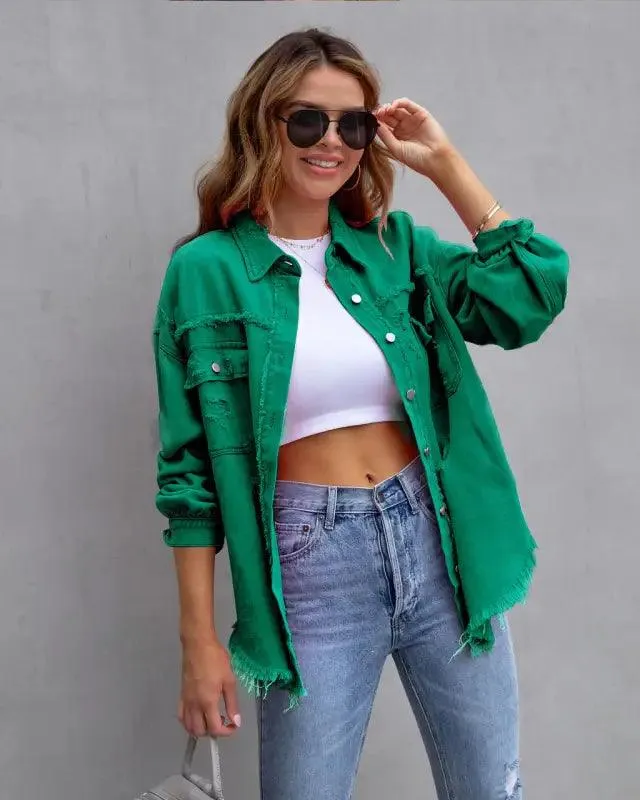 Casual Ripped Shirt Jacket