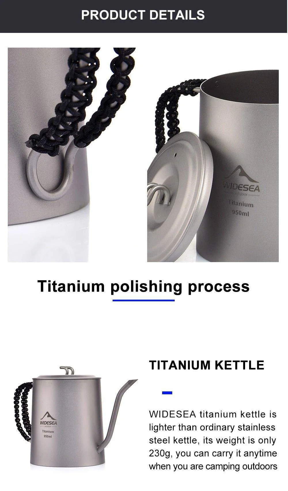 Compact Titanium Kettle for Outdoor Adventures