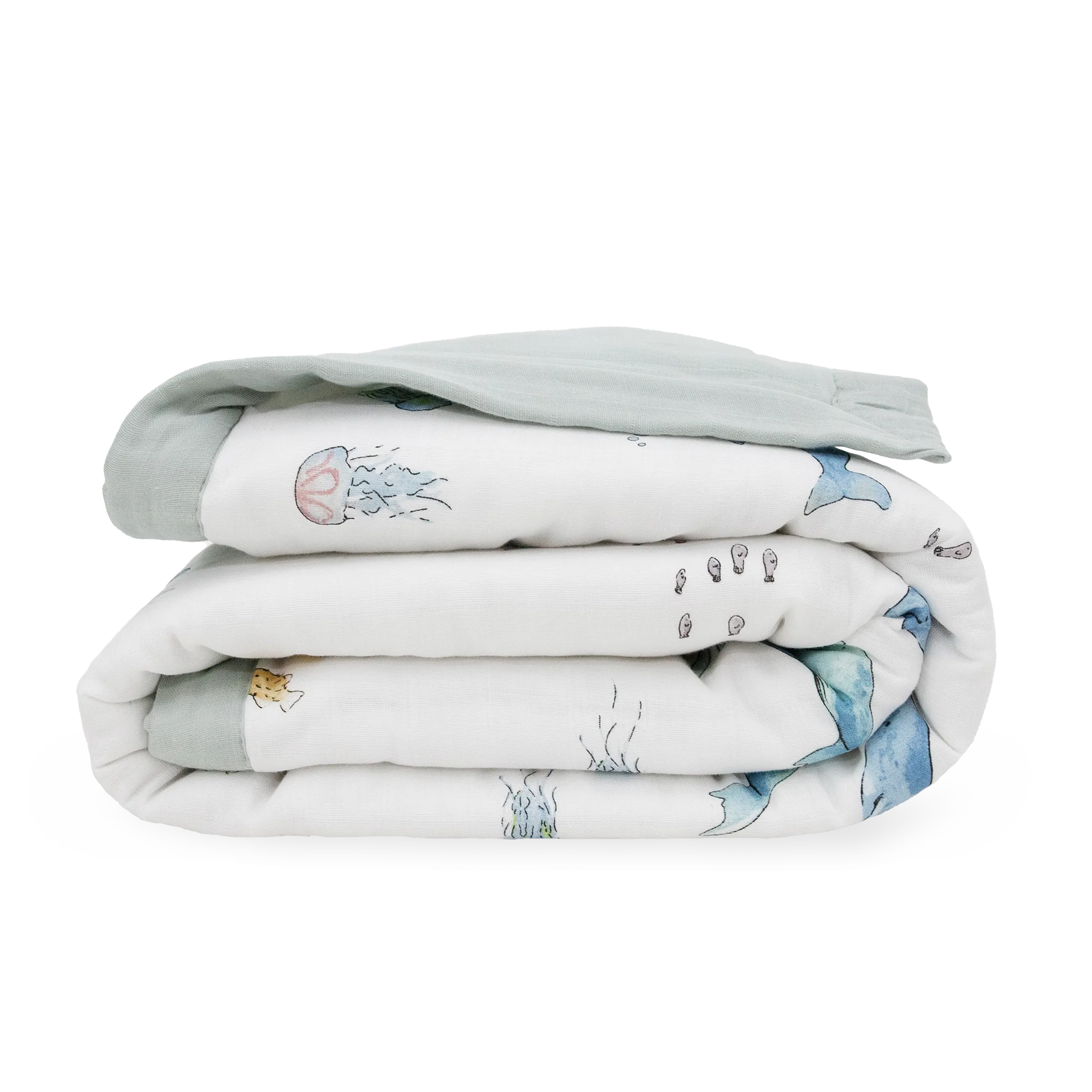Cotton Muslin Toddler Comforter - Whales