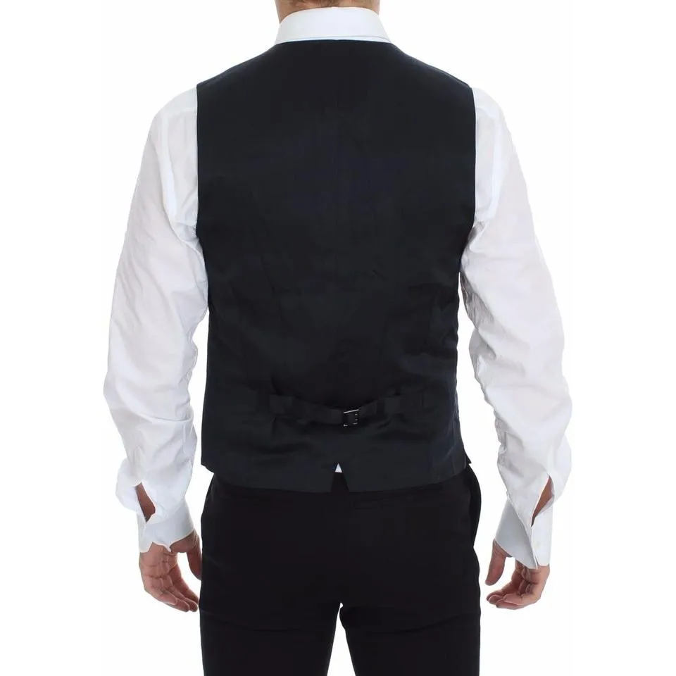 Dolce & Gabbana Elegant Blue Cotton Stretch Dress Vest