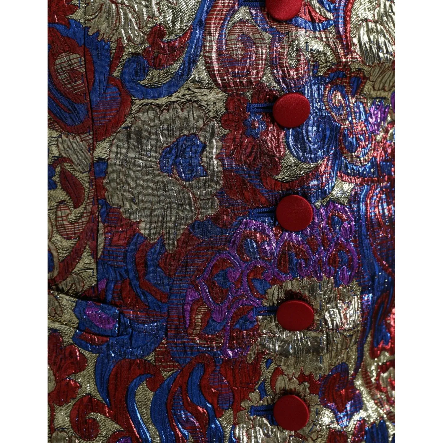 Dolce & Gabbana Multicolor Floral Print Jacquard Waistcoat Vest