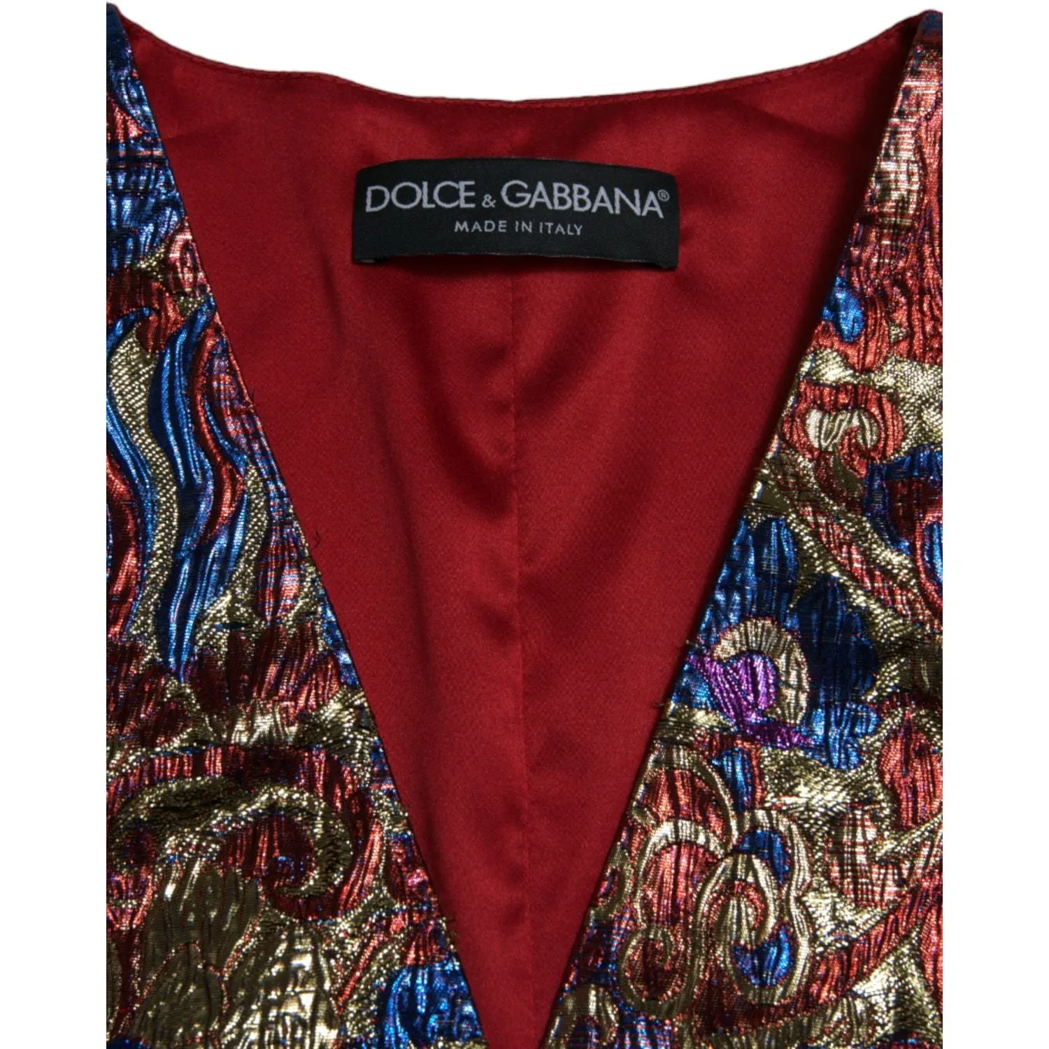Dolce & Gabbana Multicolor Floral Print Jacquard Waistcoat Vest
