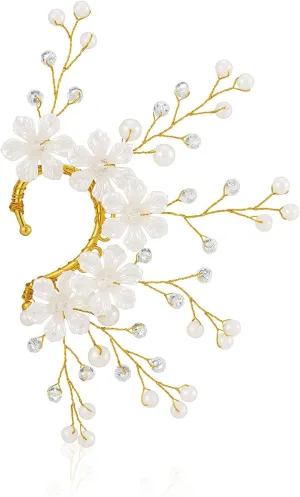 Elf Ear Cuff Fairy White Flower Single Left Earring for Women