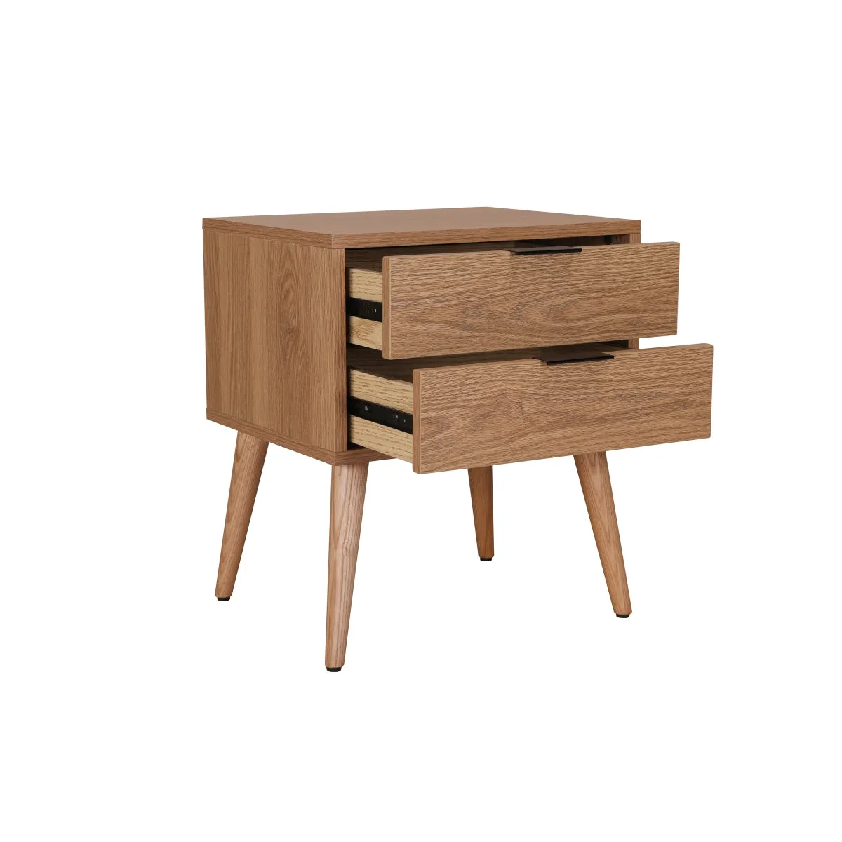 Fletcher Modern Nightstand with Geometric Design and Faux Wood Finish
