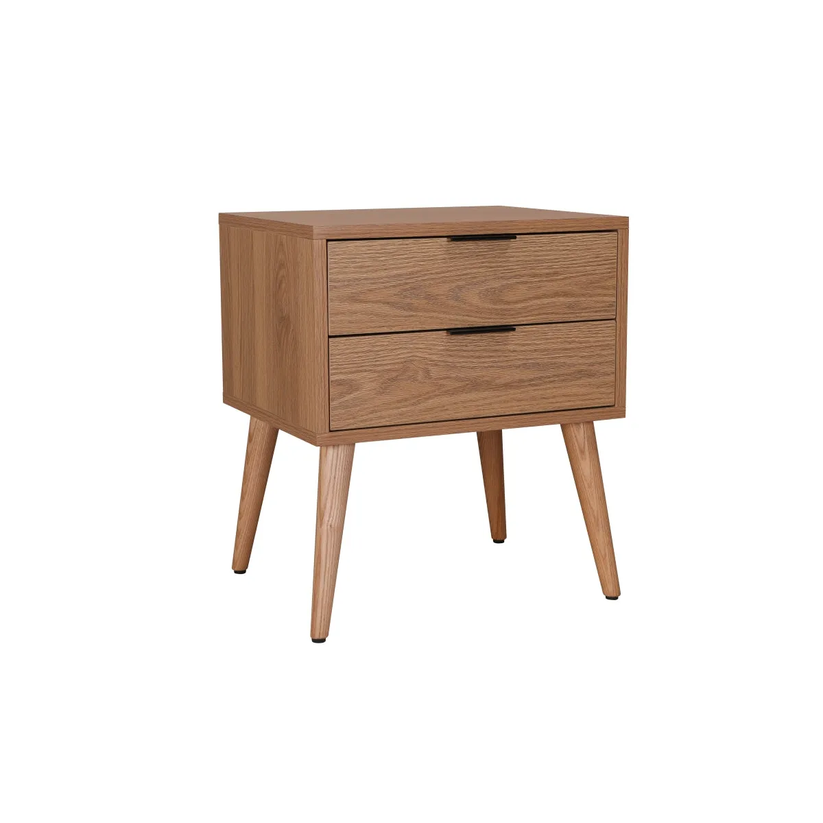 Fletcher Modern Nightstand with Geometric Design and Faux Wood Finish