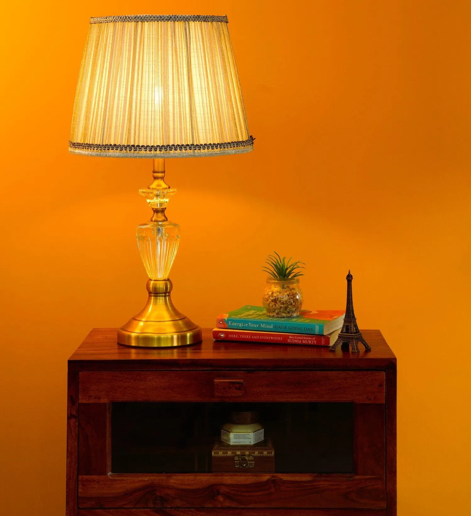 Grey Harmony Vase Shaped Table Lamp – Modern Classic with Golden Base