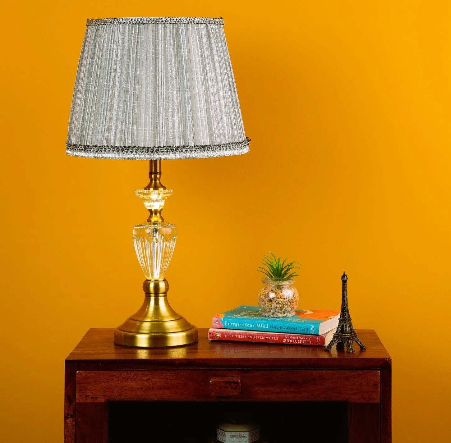 Grey Harmony Vase Shaped Table Lamp – Modern Classic with Golden Base