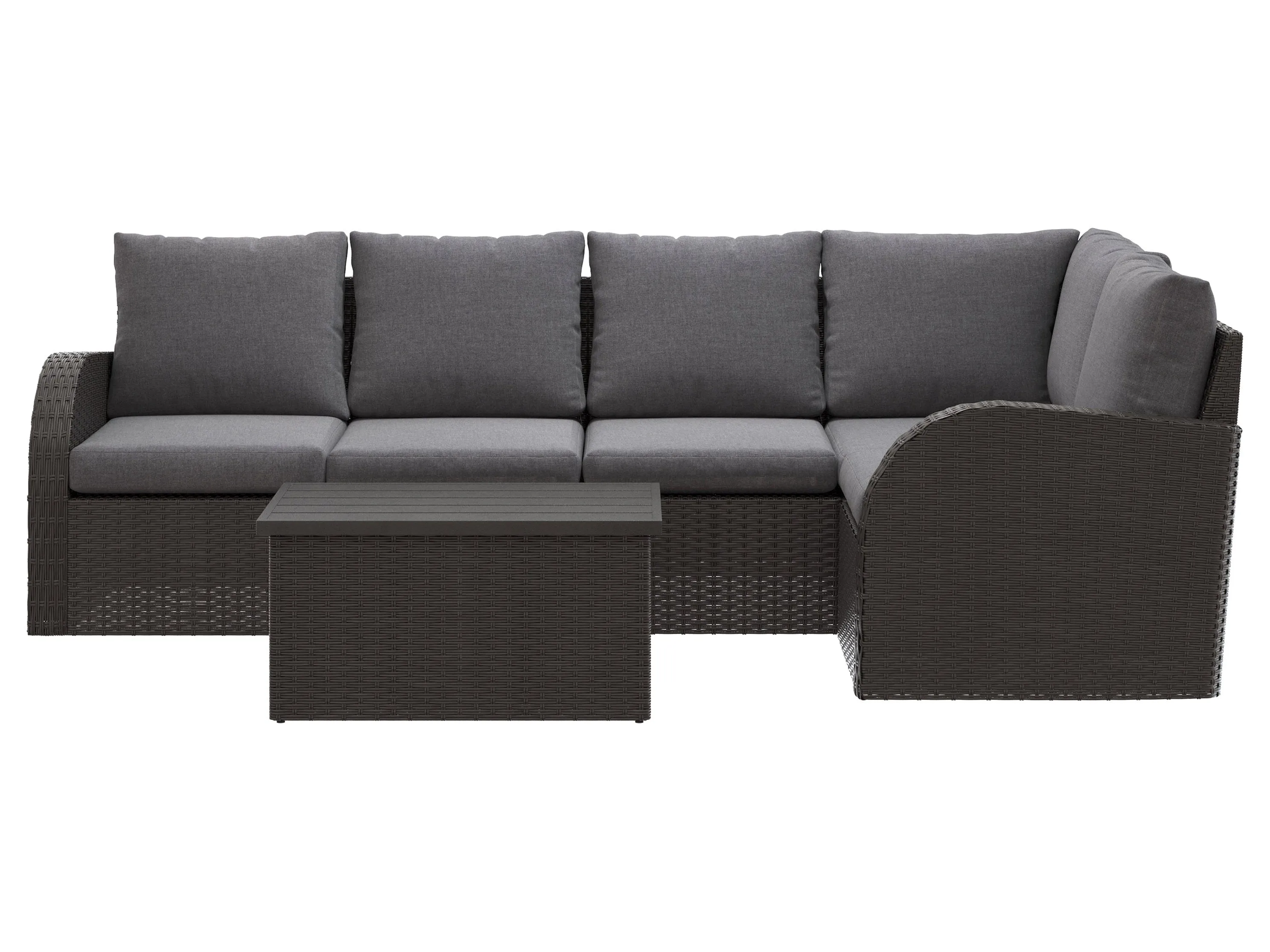 Grey Outdoor Wicker Sectional Set, 6pc