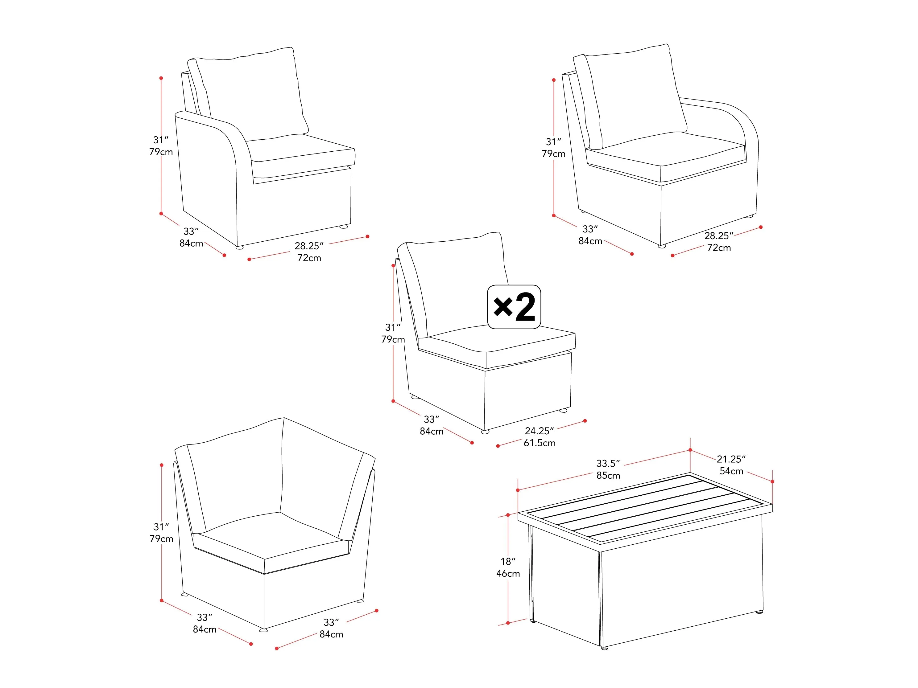 Grey Outdoor Wicker Sectional Set, 6pc