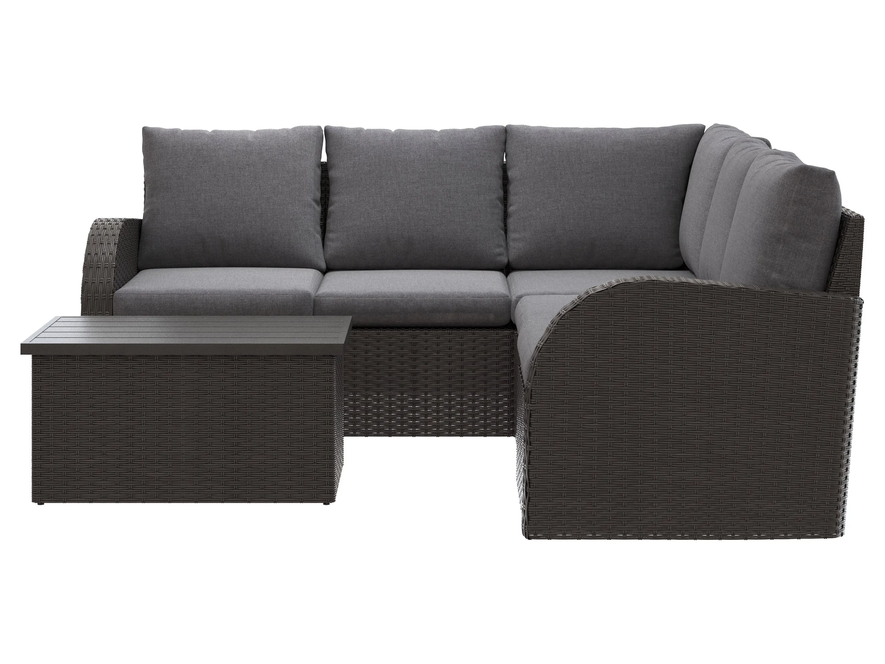 Grey Outdoor Wicker Sectional Set, 6pc