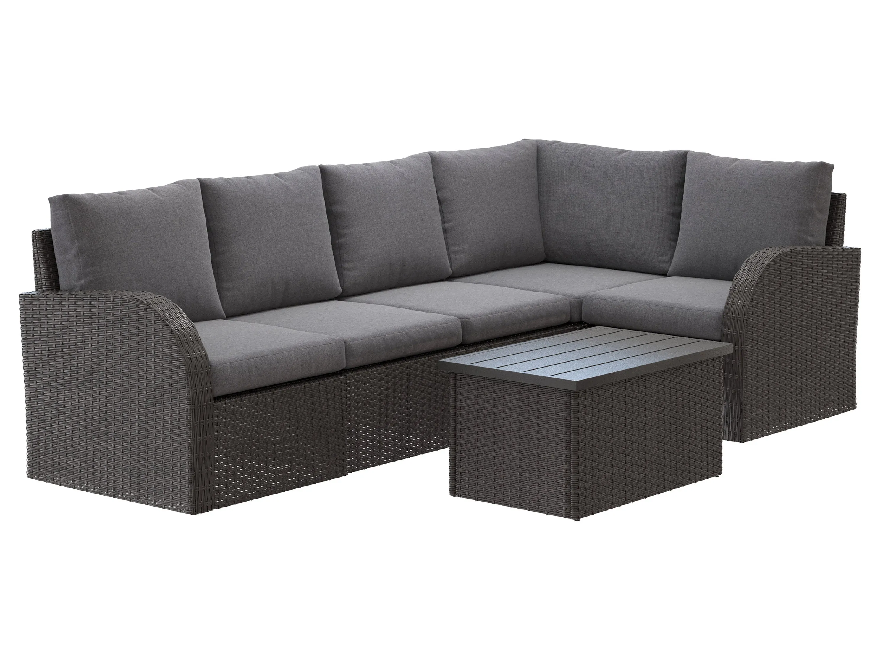 Grey Outdoor Wicker Sectional Set, 6pc
