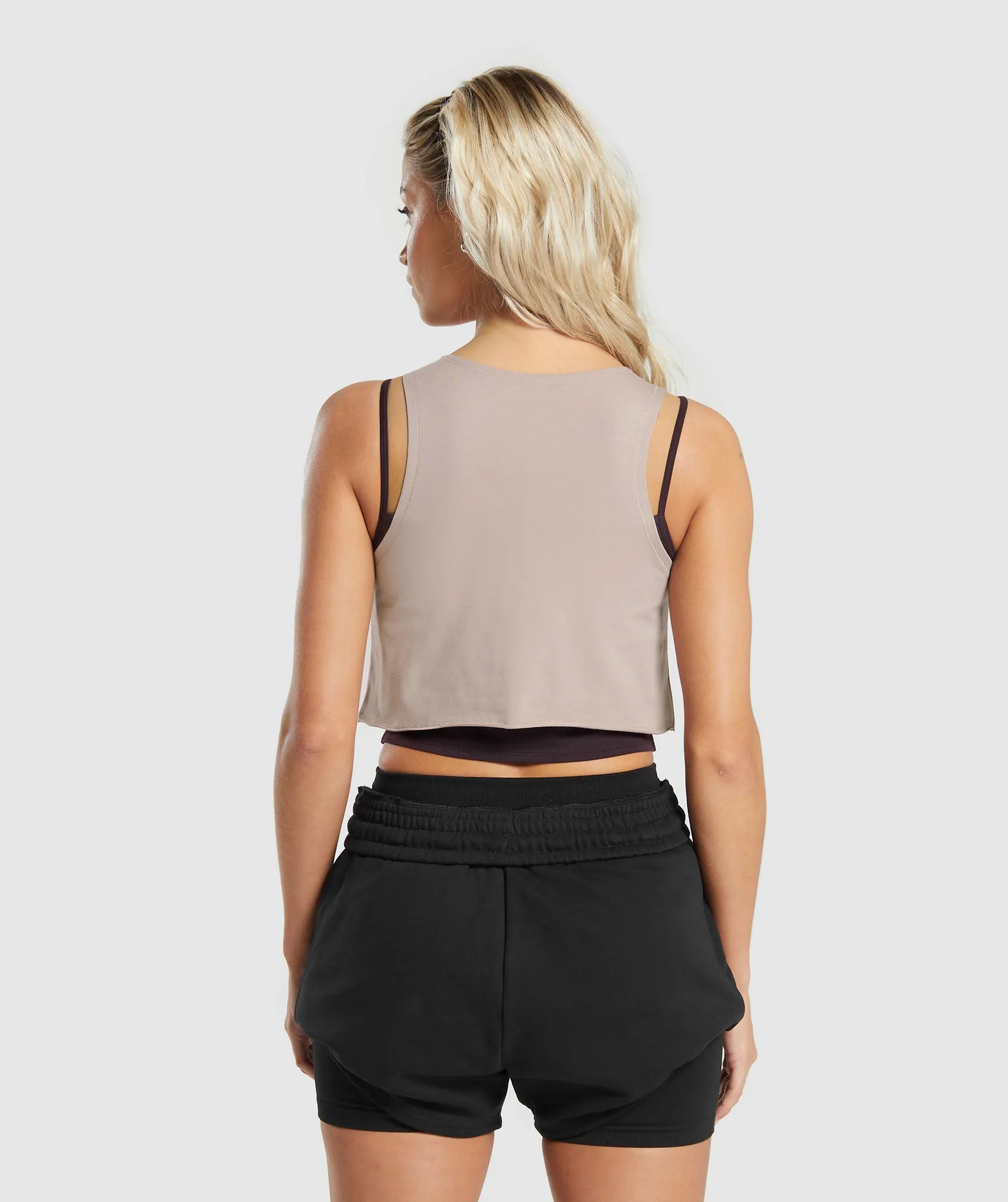 Gymshark Lifting 2 In 1 Crop Tank - Plum Brown/Stone Pink