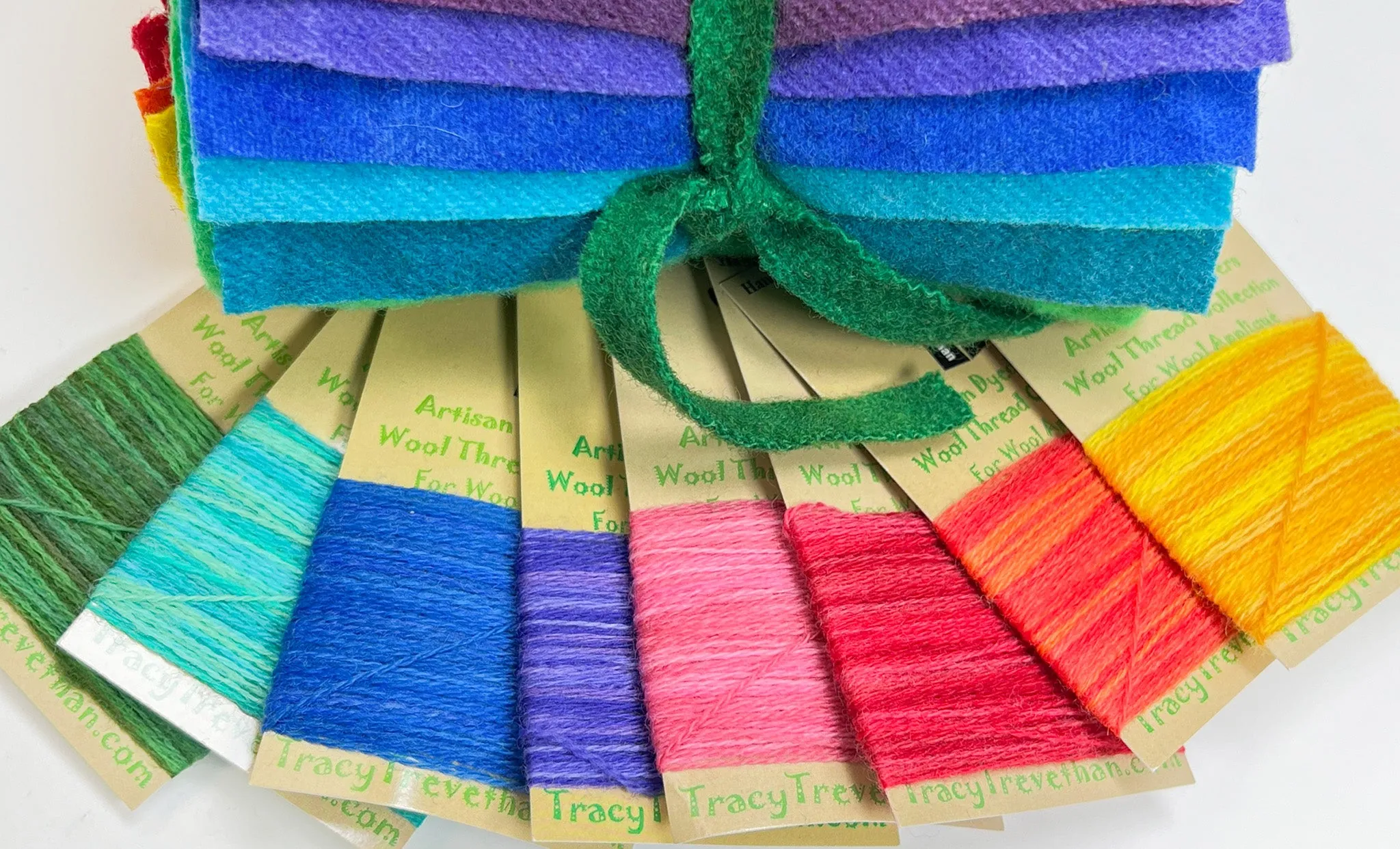 Hand Dyed 100% Wool Thread Rainbow Set