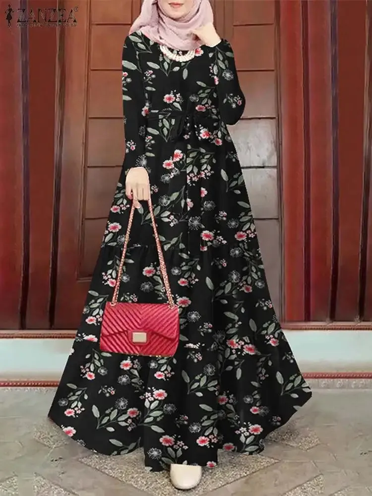 Hijab Long Sleeve Printed Dress For Women