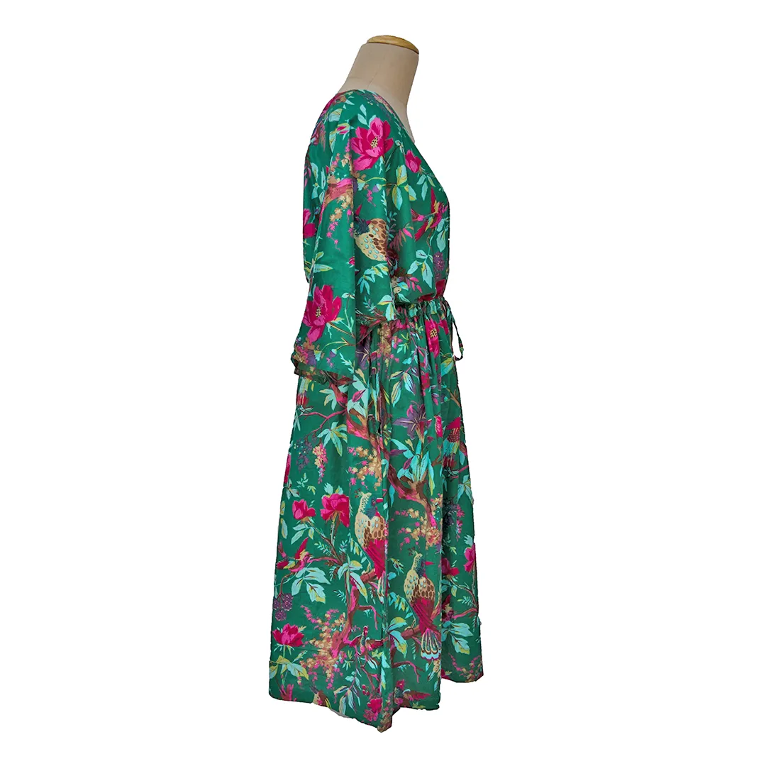 Jade Green Birdies Cotton Maxi Dress UK Size 18-32 M160