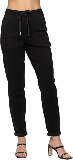 Judy Blue High Waist Jet Black Double Roll Cuff Jogger Jeans, 88700