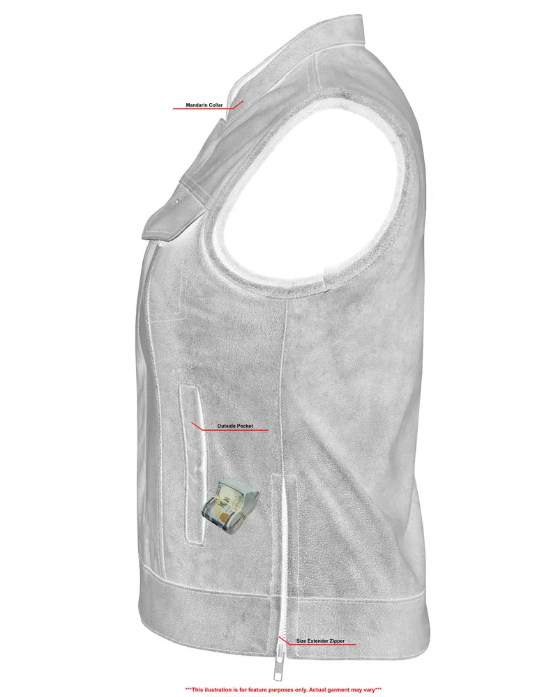Leather Women's Premium Single Back Panel Concealment Vest - GRAY