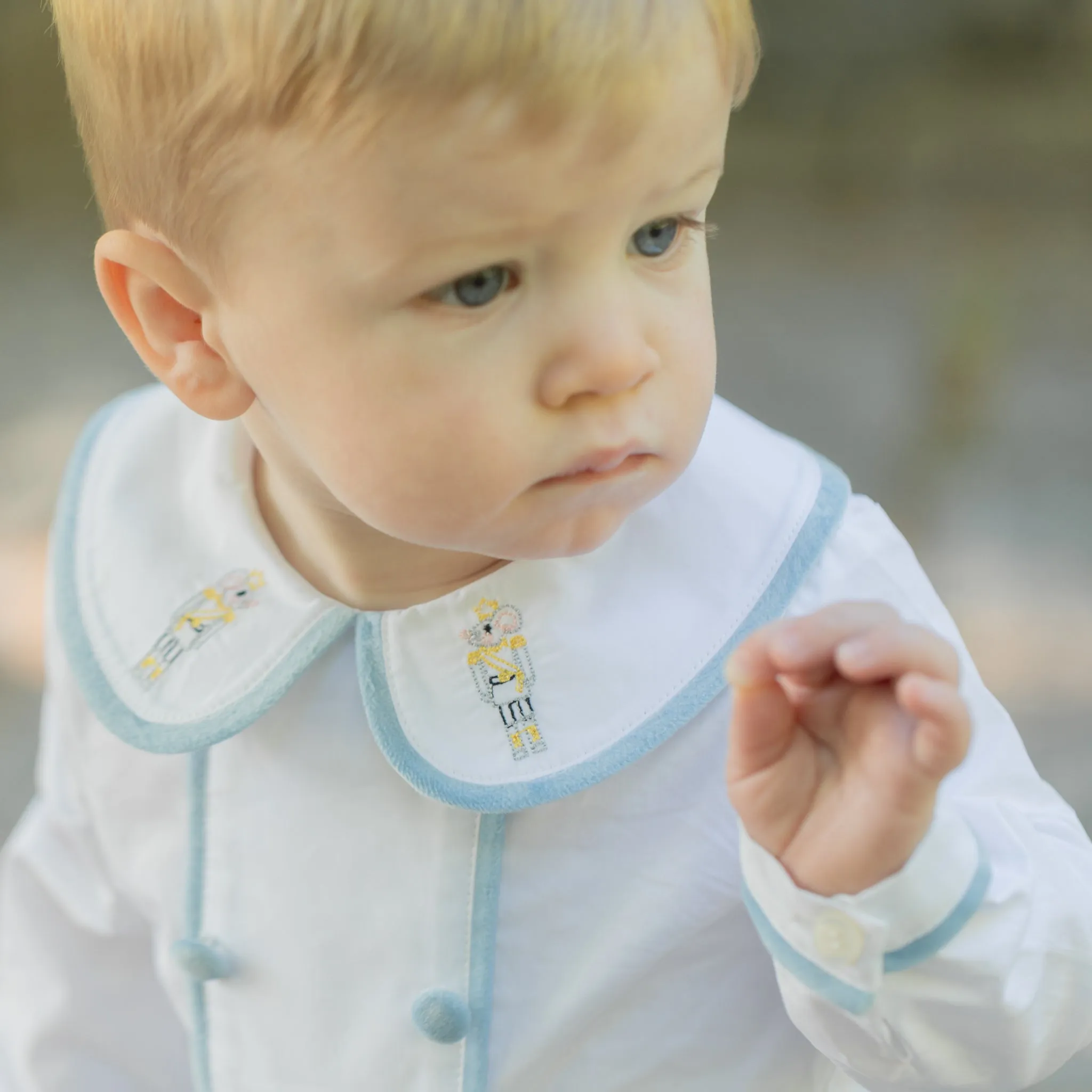 Long Sleeve Barrett Bubble in Bay Tree Blue Velvet