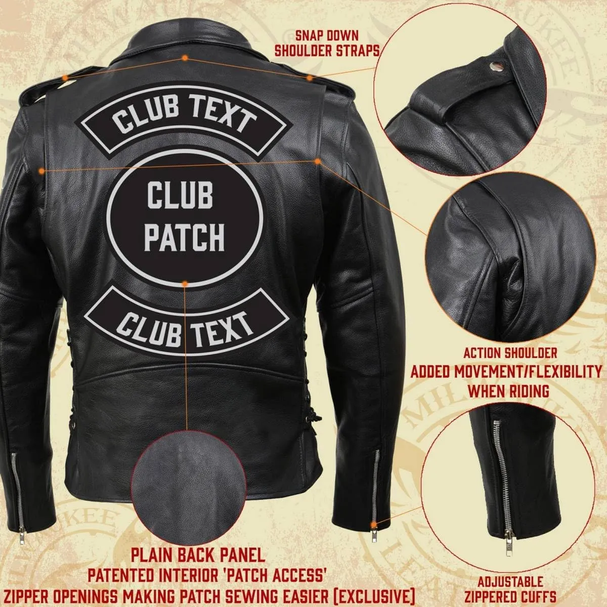 Milwaukee Men's Classic Side Lace Motorcycle Jacket