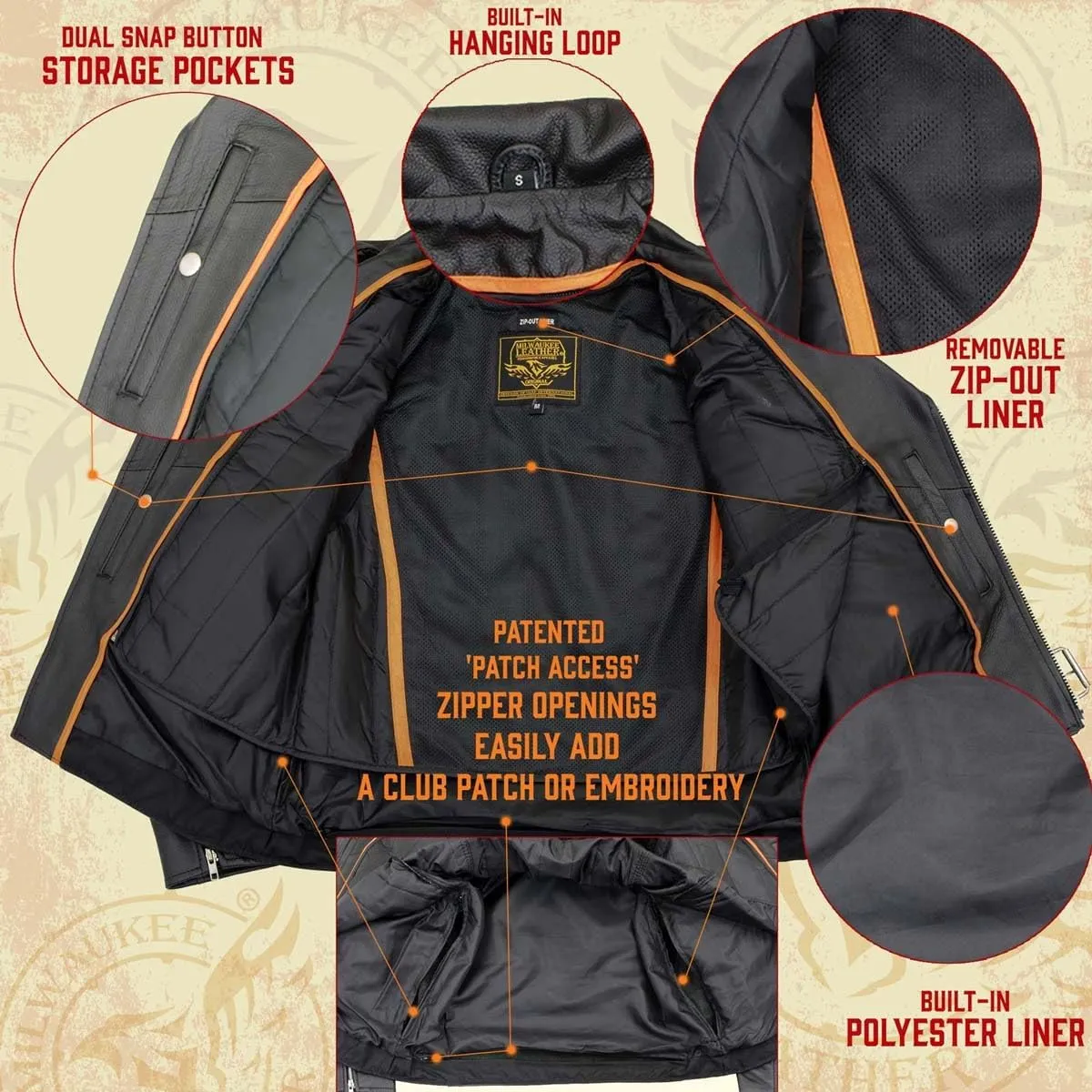 Milwaukee Men's Classic Side Lace Motorcycle Jacket