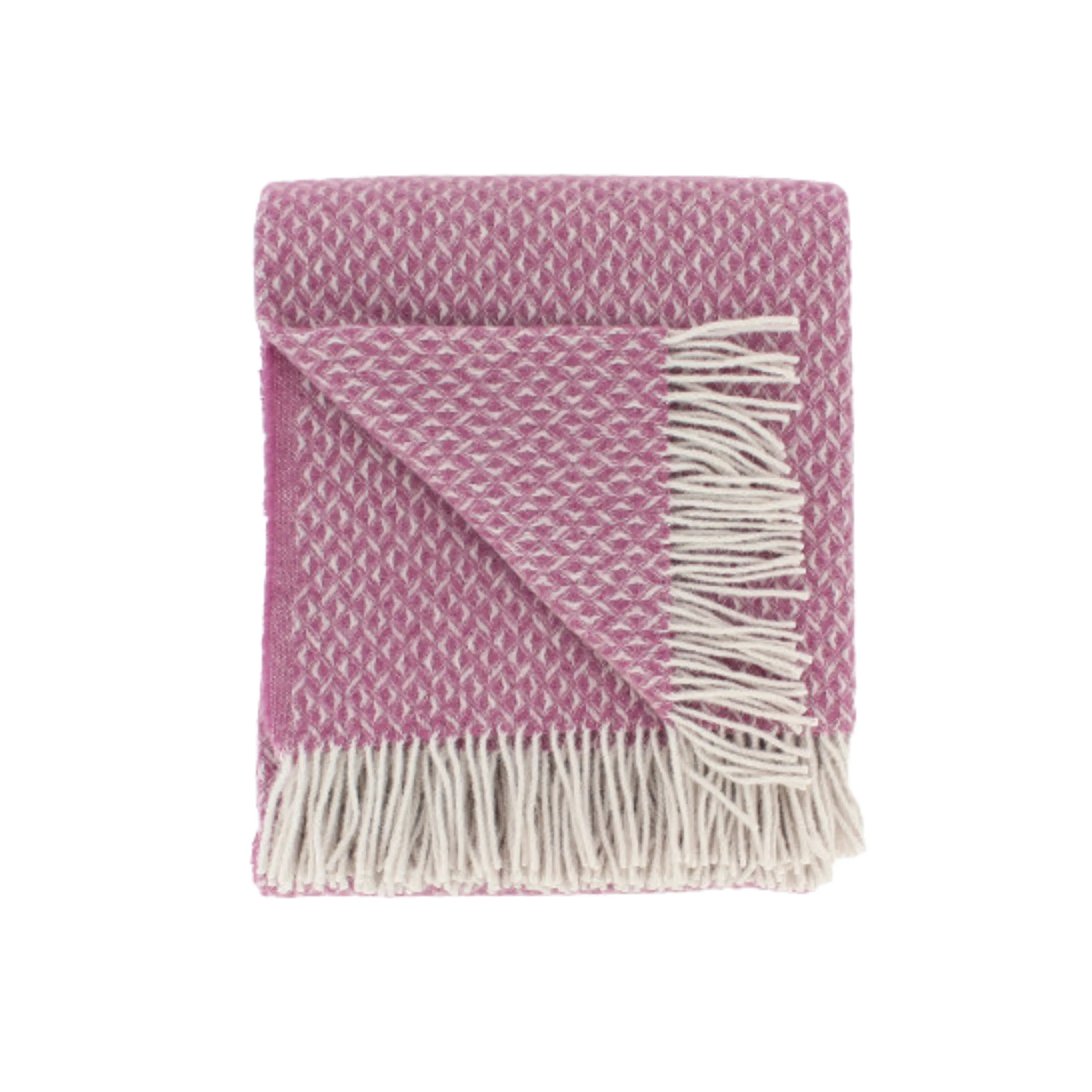 Mulberry Red 100% Pure New Wool Diamond Throw Blanket (183cm x 140cm)