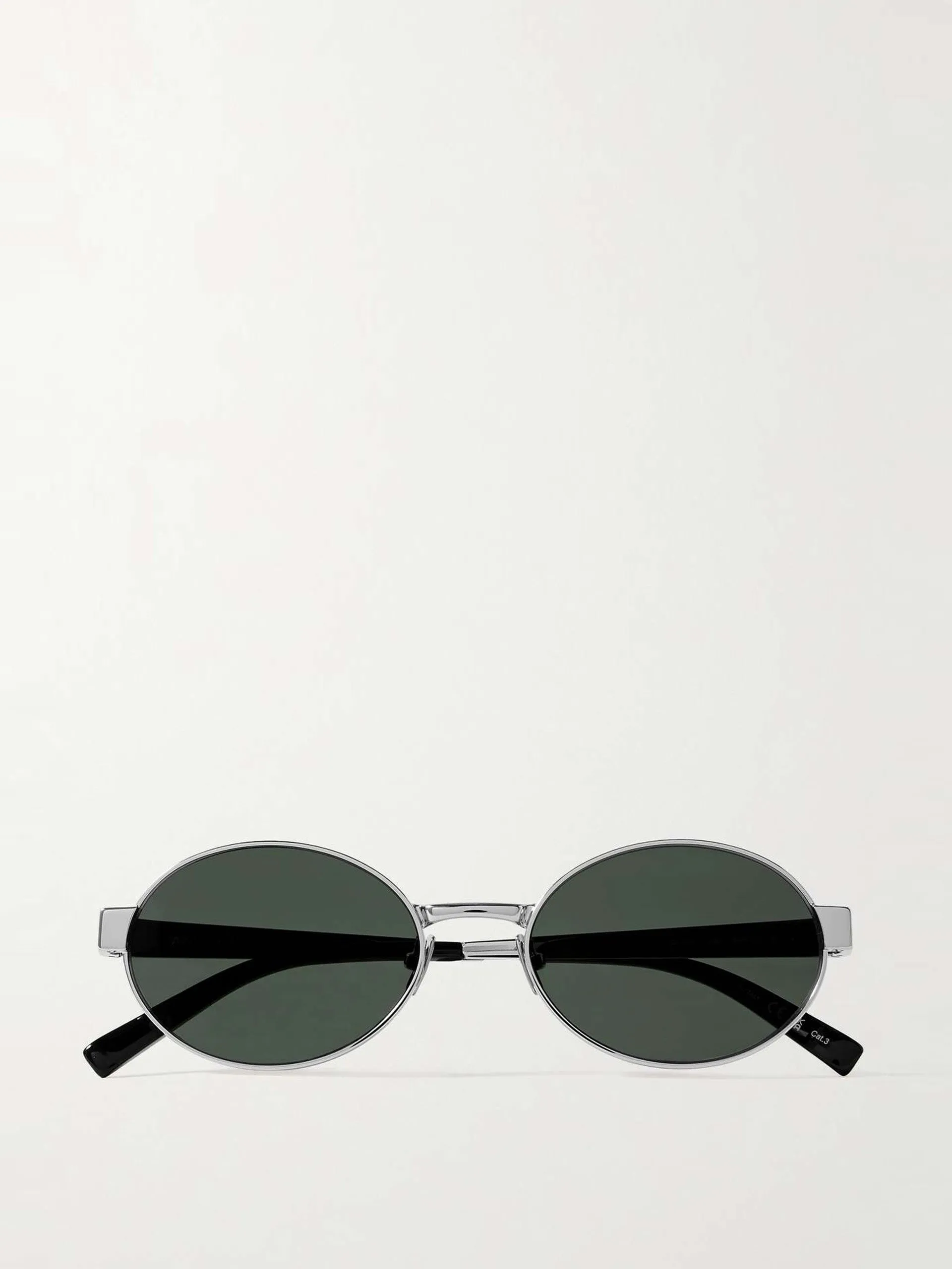Oval-frame silver-tone sunglasses