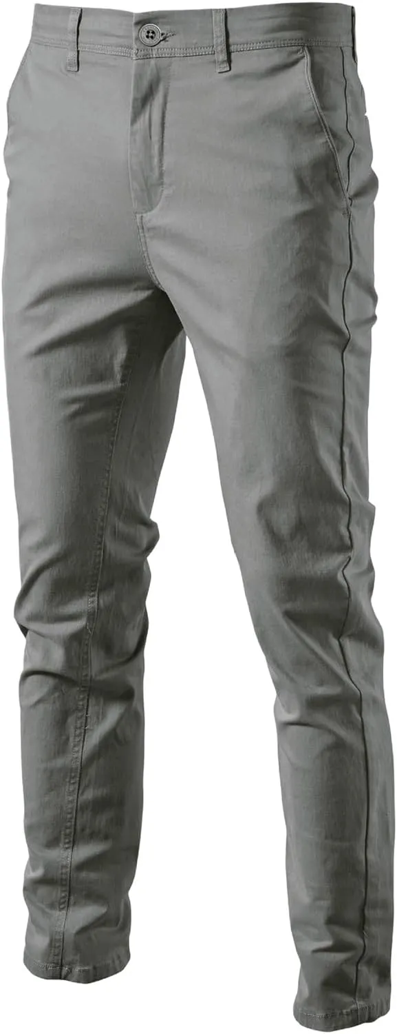 Oymyakon Men's Slim Fit Chino Pants Casual Stretch Dress Pants Cotton Tapered Trousers
