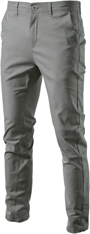 Oymyakon Men's Slim Fit Chino Pants Casual Stretch Dress Pants Cotton Tapered Trousers