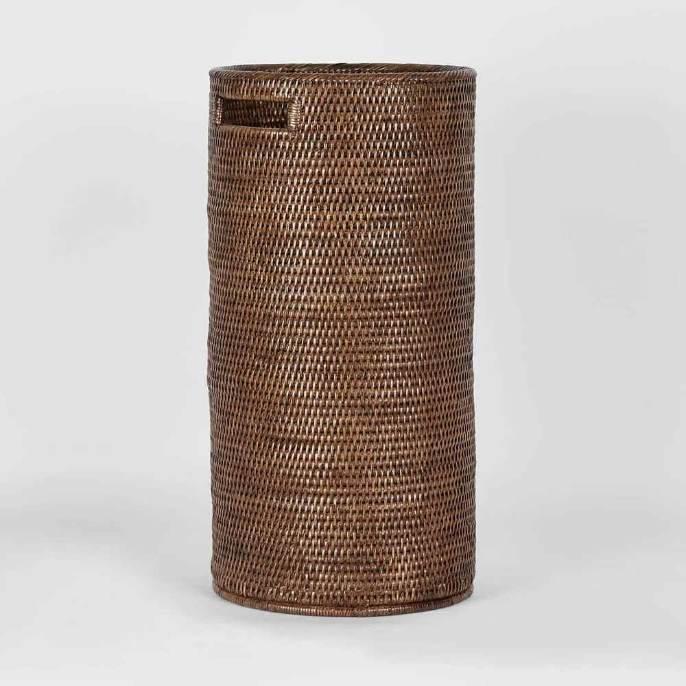 Paume Rattan Umbrella Stand Antique Brown