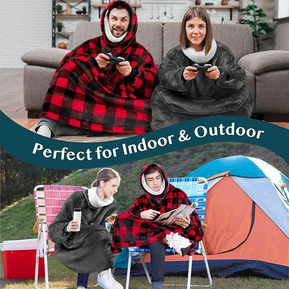 PAVILIA Sherpa Wearable Blanket Hoodie Women Men, Oversized Hoodie Sweatshirt Blanket, Hooded Sweater Blanket Neck Warmer, Thick Fleece Hug Sleep Pod Adult, Cozy Warm Plush Gift Ideas Mom Wife, Gray