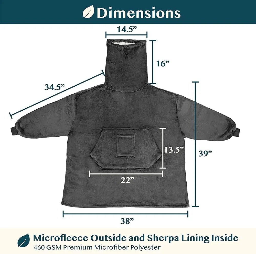PAVILIA Sherpa Wearable Blanket Hoodie Women Men, Oversized Hoodie Sweatshirt Blanket, Hooded Sweater Blanket Neck Warmer, Thick Fleece Hug Sleep Pod Adult, Cozy Warm Plush Gift Ideas Mom Wife, Gray