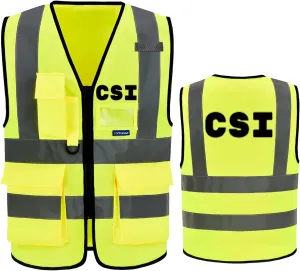 Reflective Security Safety Vests Heavy Duty with 7 Pockets and Front Zipper