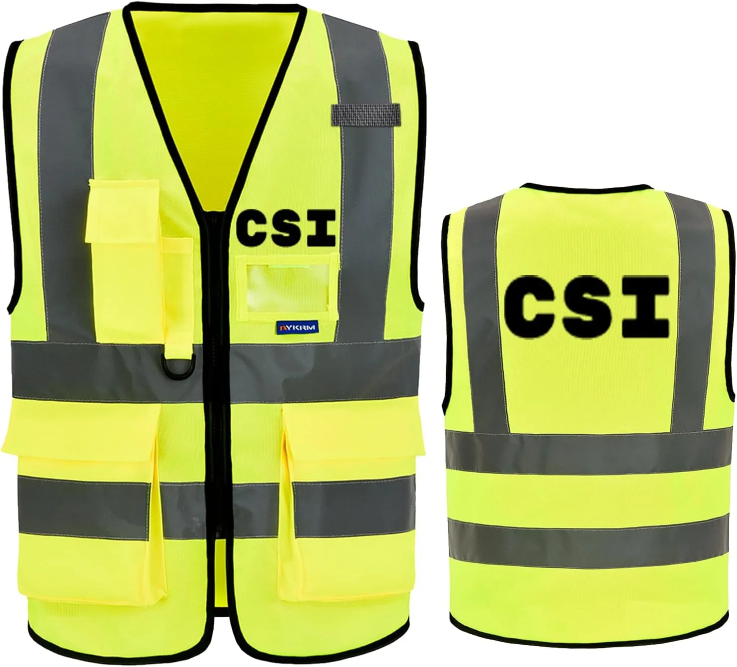 Reflective Security Safety Vests Heavy Duty with 7 Pockets and Front Zipper