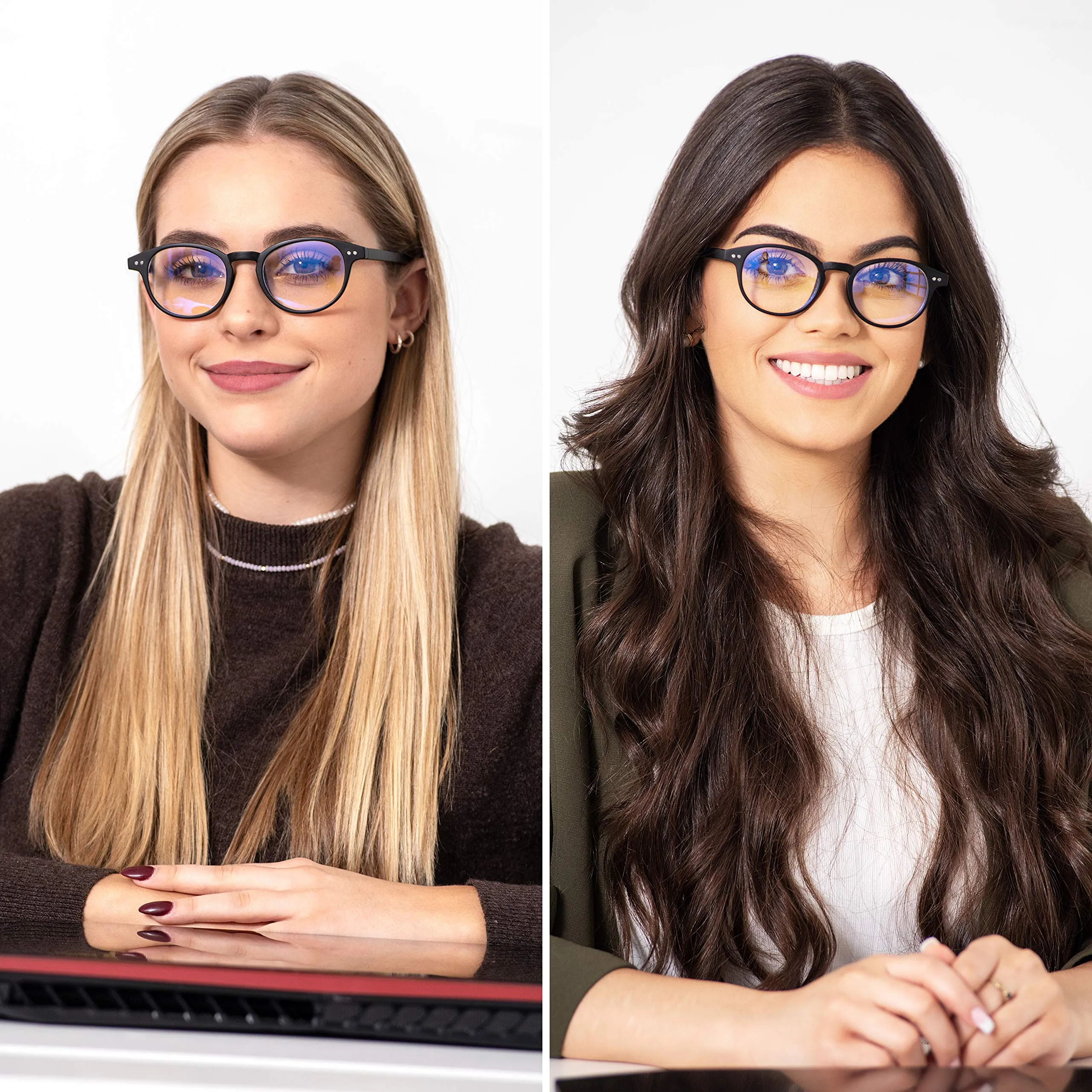 Round-Blue-Light-Blocking-Reading-Glasses-Black-3-00-Magnification-Computer-Glasses