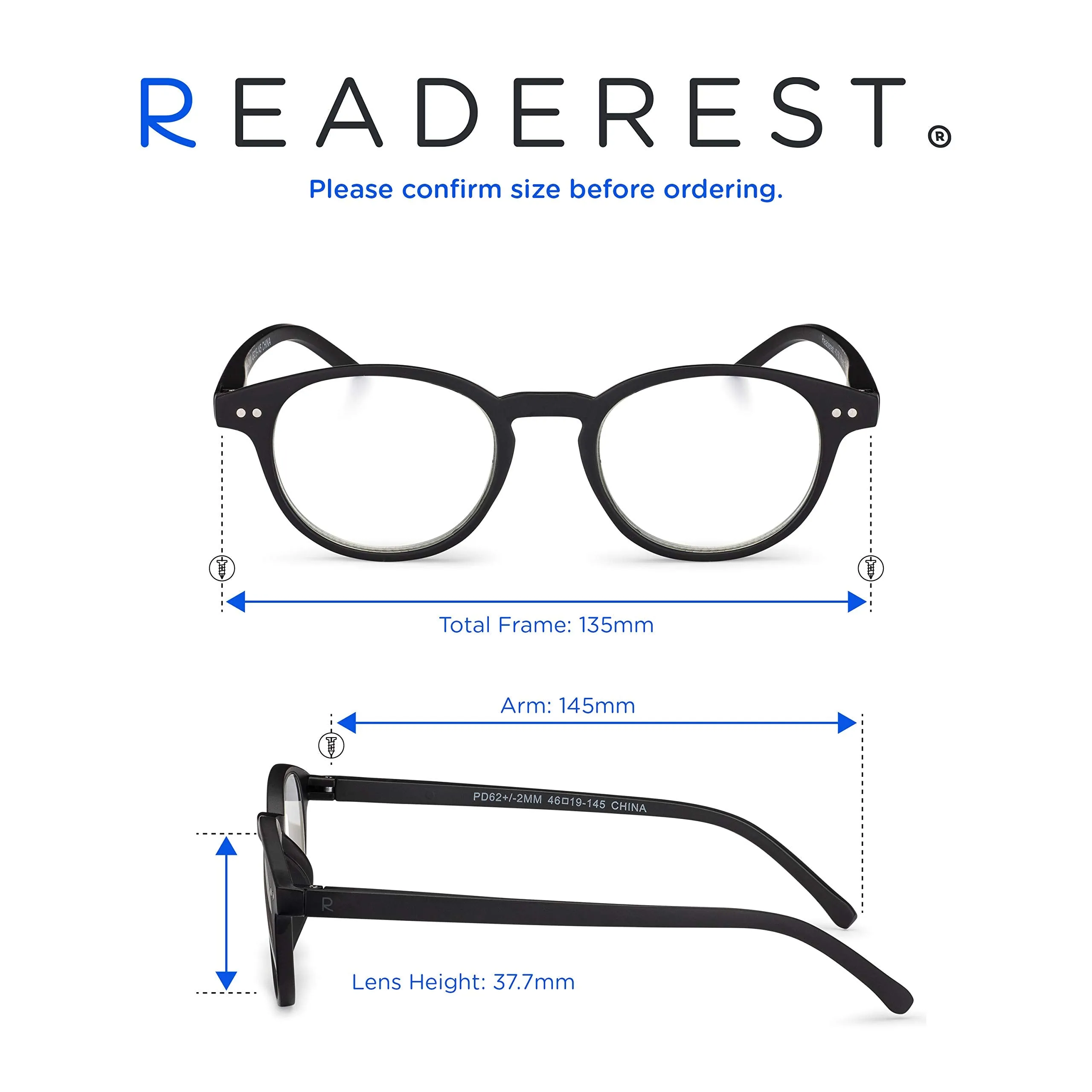 Round-Blue-Light-Blocking-Reading-Glasses-Black-3-00-Magnification-Computer-Glasses
