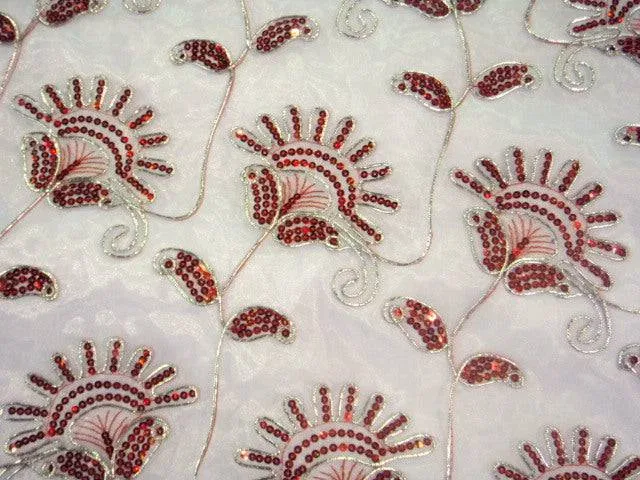 Sequinned Fan Flower - Cord Organza