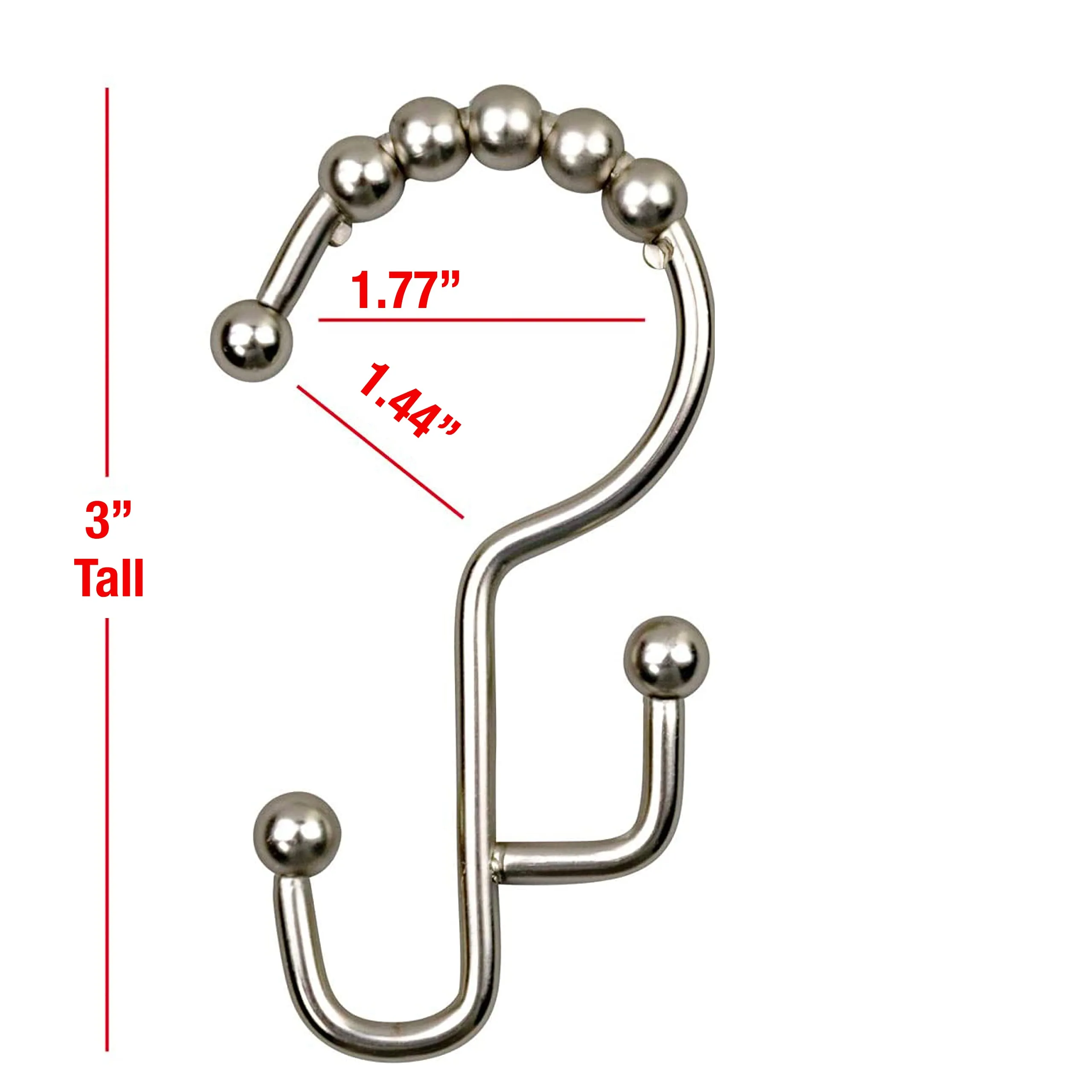 Shower Curtain Hooks Rings - Black Finish - Premium 18/8 Stainless Steel - Stepped