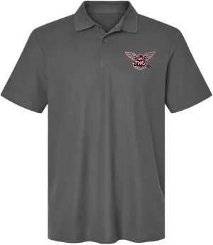 Texas Womans University Embroidered Primary Logo Men's Adult 100% Cotton Knit Embroidered Polo Shirt, Charcoal, 2X-Large
