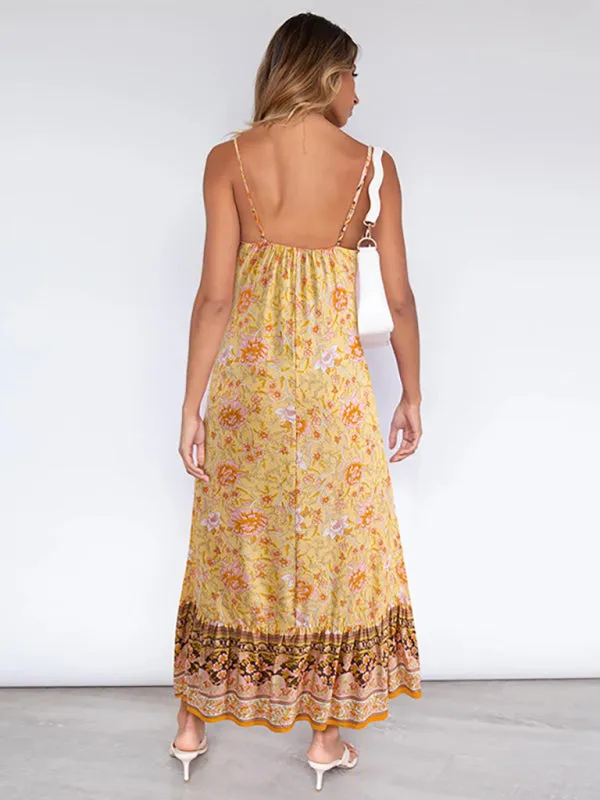 Women's Bohemian suspender Floral Dress
